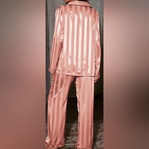 Contrast Binding Satin Night Set, pajama satin, pajama stain